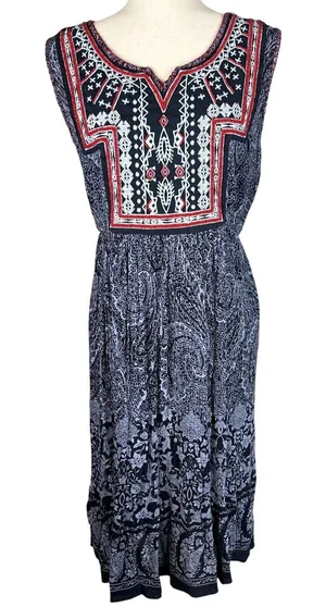 California Moonrise Women‎ Boho Midi Dress Size M Beaded Embroidered Sleeveless thumbnail 1