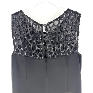 Joseph Ribkoff Black Sequin Mesh Overlay Sheath Dress‎ Womens 10 Sleeveless thumbnail 5