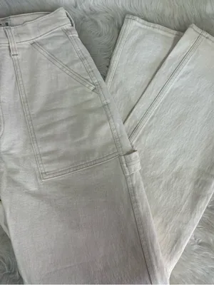 Abercrombie & Fitch Curve Love 90s Straight Jeans Size 25/0R Cream High Rise thumbnail 6