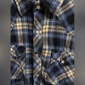 Wrangler Womens Long Sleeve Western Blue Plaid Pearl Snap Shirt Large thumbnail 6
