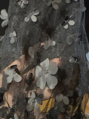 Black Knit Top with Floral Mesh Sleeves thumbnail 5