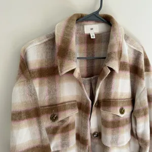 BP Long shacket Pink Brown Large plaid outdoor grandpacore granola camping thumbnail 1