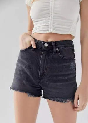 BDG Girlfriend High-Waisted Denim Short – Black Size 27 thumbnail 1