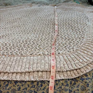 TALBOTS NWOT Open Stitch Poncho‎ in Rattan, Large, Bohemian Neutral Knit thumbnail 13