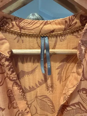 Anthropologie Somerset Maxi Dress Orange Woodblock Floral Tiered Size M thumbnail 4