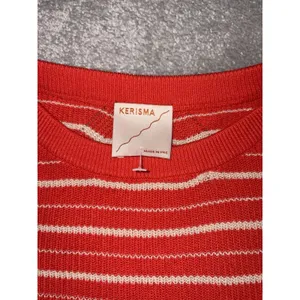 kerisma sweatet short sleeve shirt blousr striped orange ivory M/L thumbnail 4