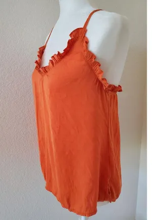 Dokotoo Orange Ruffle Cami Adjustable Strap Women Size S Tank Top Fli… thumbnail 6