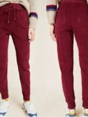 Anthropologie Burgundy Drawstring Jogger Pants thumbnail 2