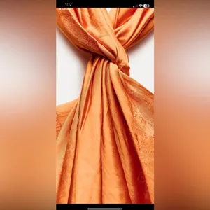 Zara Woman Collection Orange Jacquard Halter boho Dress NWT party resort 189$ thumbnail 5