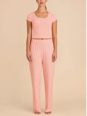 Birdy Grey Pink Ribbed Short Sleeve Pajama Set thumbnail 5