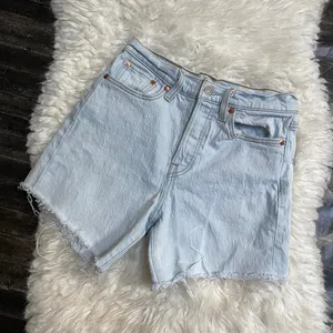 Levi'S Light Blue Wedgie Straight Shorts Distressed Frayed Hem High Waist Y2k thumbnail 1