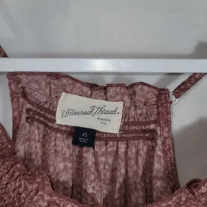 Universal Threads Floral Smocked Midi Boho Sundress XS Blush Mauve Smock Neckline thumbnail 2