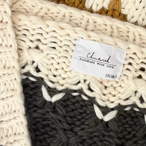 CHICWISH Color Block Hand Knit Chunky Cardigan Sweater Smoke Medium Large thumbnail 11