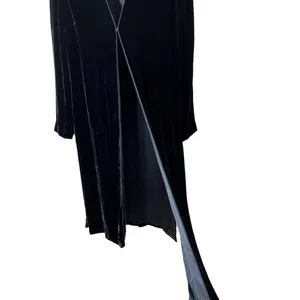 Worth Vintage 90s‎ Black Long Midi Velvet OpenFront Duster Jacket Size 6 thumbnail 5