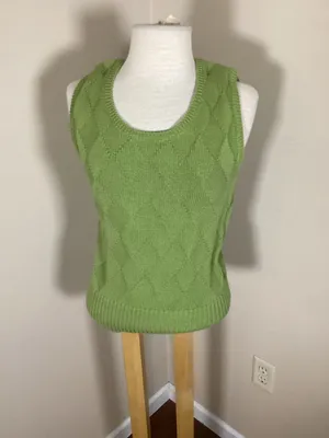 Talbots Apple Green Monochrome Set Diamond Textured Knit Shell and Petite Stretc thumbnail 5
