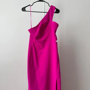 Aidan Mattox sz 4 Hot Pink One Shoulder‎ High Slit Formal Maxi Gown Luxury thumbnail 2