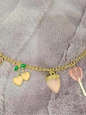 Coquette Charms Purse Chain ~ Kawaii Strawberry, Lollipop‎ & Strawberry Charms thumbnail 3