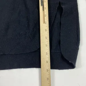 J Crew Sweater Womens Medium Black High Low Hem Side Slit Pullover Knit thumbnail 3