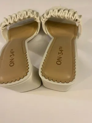 NW On 34th Ruched White Block Heel Mule thumbnail 2