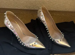Barbara Bui Paris Spiked Studded Silver Stilletto Heels Size 7 thumbnail 1