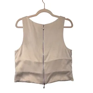 L'AGENCE Women Blush Pink V-Neck‎ Sleeveless Crop Top Full Back Zip Size 10 thumbnail 4