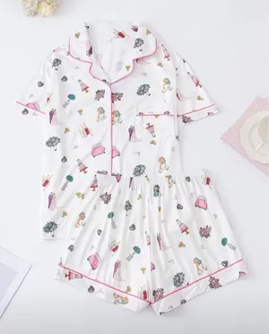 Women's 2-Piece Wedding Print Sleepwear Set Short Sleeve Shorts Extra Large thumbnail 1