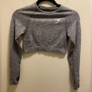 Gymshark Gray Vital Seamless Long Sleeve Crop Top Size Small thumbnail 1