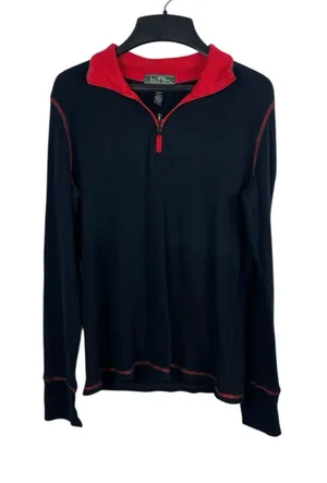 Y2K Lauren Ralph Lauren Blck Patch Embroidered Long Sleeve Waffle Henley Top PL thumbnail 1