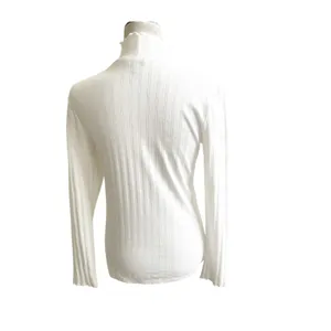 Tommy Hilfiger Top Women's Medium White Ribbed Mock Neck Long Sleeve Preppy thumbnail 2