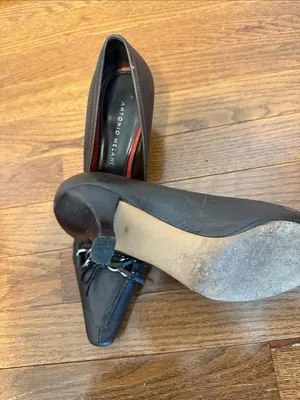 ANTONIO MELANI Brown Pointed-Toe Chain-Accent Pumps thumbnail 6