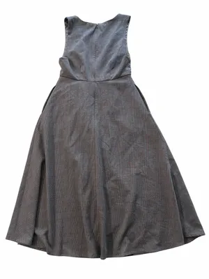 ROPE’ PICNIC Gray Check Plaid Deep V-Neck Jumper Midi Dress thumbnail 2