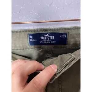 Hollister Ultra High Rise Baggy Green Cargo Pants Sz 14R Boho Outdoors Casual thumbnail 5