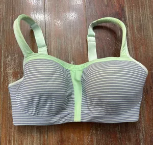 Le Mystere Hi Impact Underwire Convertible Sports Bra Grey Mint Stripe 36DD/E thumbnail 1