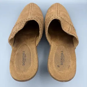 Sonoma Heels Clogs Size 8 Juliette Tan Suede Patchwork Shoes Mules Boho Hippie thumbnail 7