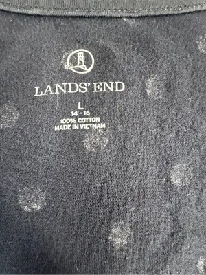 Lands’ End Polka Dot Swing Tank Top Women’s Large 14-16 Black White Cotton‎ thumbnail 2