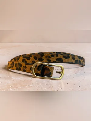 Leopard Print Skinny Belt Gold Buckle Y2K Animal Print thumbnail 9
