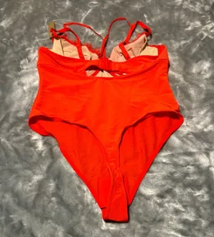 Shapellx Vibrant Red Lace Shapewear Bodysuit Size L thumbnail 2