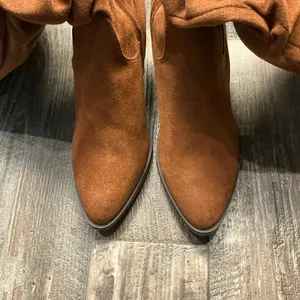 Women's Slouchy Mid-Calf Tan Faux Suede Boot Size 7 thumbnail 16