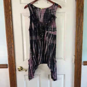 Gianni Bini Tie Dye Sequin Tank Top Sleeveless Handkerchief Hem M‎ thumbnail 10