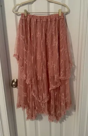 Pink lace vestique skirt thumbnail 1
