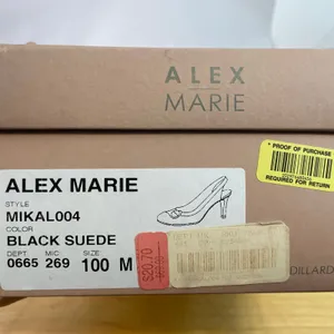 Alex Marie Pump Heels 10M Black Suede Slingback Button Detail Country Club thumbnail 10