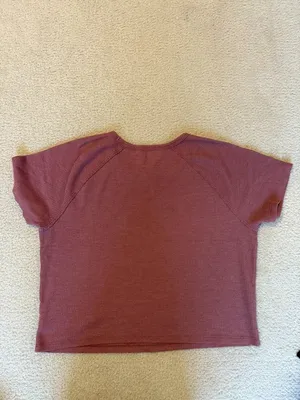 American Eagle Dusty Rose Waffle Knit Crop Tee Pink Size XL thumbnail 6