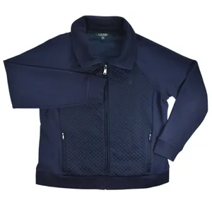 Lauren Ralph Lauren Navy Blue Quilted Front Full Zip Jacket XL Raglan Sleeve thumbnail 1