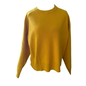 Banana Republic Mustard Yellow Sweater Small Cotton Wool Blend Cropped Crewneck thumbnail 3