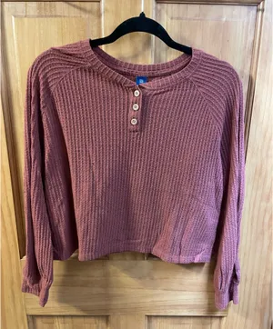 Old Navy Knit Sweater Button-Up Rusty Red thumbnail 1