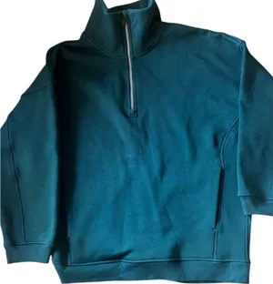 Lululemon Womens Oversized Thick Fleece Half-Zip Teal Green Pullover M/L Run thumbnail 1