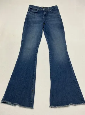 Lee Womens Flare Jeans Size 28 Bell Bottom Raw Hem Stretch Y2K Blue 112343951 thumbnail 1