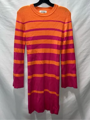 Striped Orange and Fuchsia Knit on‎ Dress flared sleeves small thumbnail 2