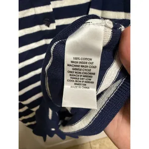 Crown & Ivy XS Navy Cream Stripe Cotton Scallop Hem Button Cardigan NWT thumbnail 9