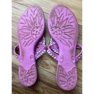Jack Rogers Georgica Jelly Sandals Pink White Striped Whipstitch Studded Sz 7 thumbnail 4